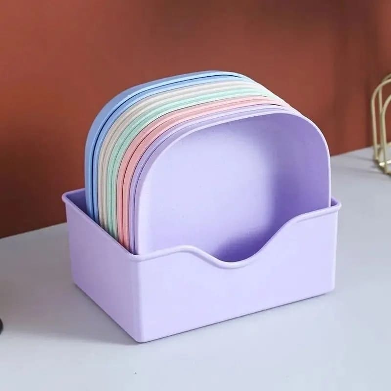 10 Pieces Plate Set with Holder (Random Color)