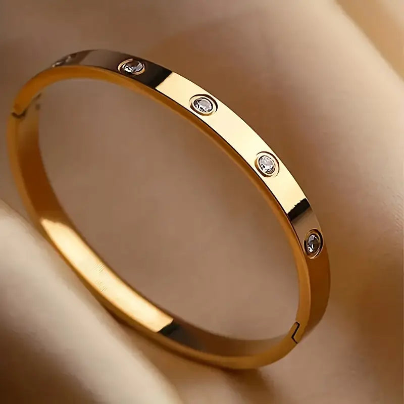 Golden Hand Bracelet with Zirconia – Casual & Party Wear