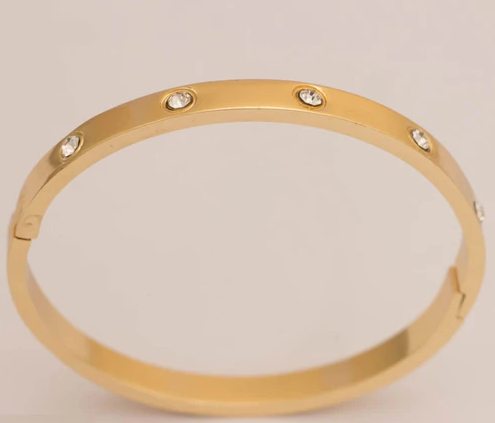 Golden Hand Bracelet with Zirconia – Casual & Party Wear