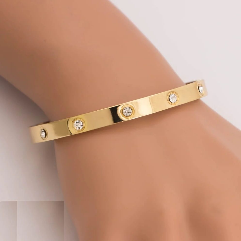 Golden Hand Bracelet with Zirconia – Casual & Party Wear