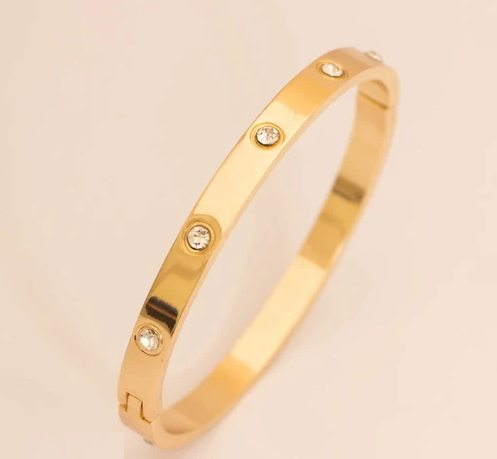 Golden Hand Bracelet with Zirconia – Casual & Party Wear