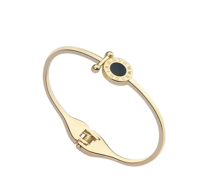 Clock Hand Bracelet – Silver and Golden Plating with Synthetic Stones