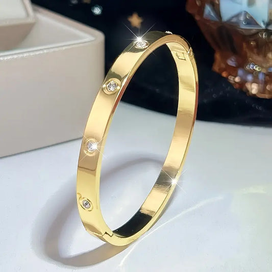 Golden Hand Bracelet with Zirconia – Casual & Party Wear